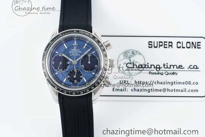 1227 SportInspired Speedmaster Racing Master SS HKF Best Edition Blue Black Dial on Black Rubber Strap A 7817